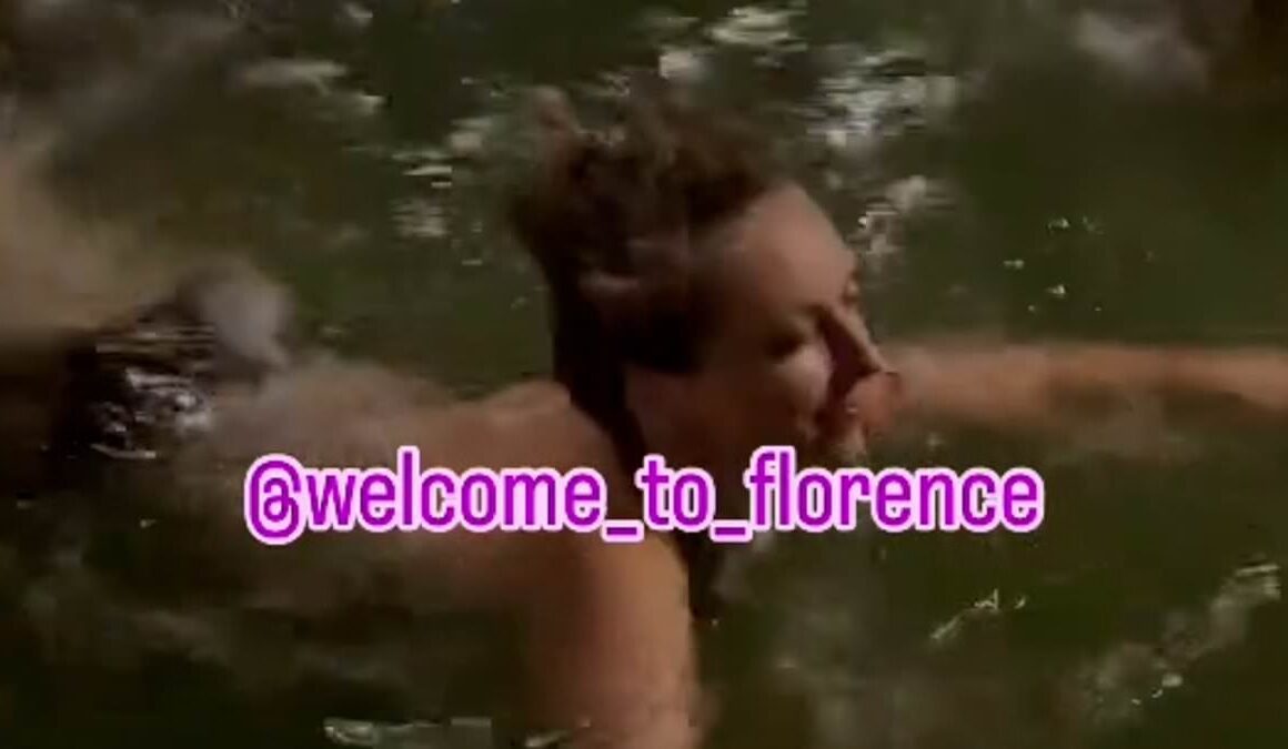 Outrage as topless English-speaking tourist strips and swims around ‘mother nature style’ in Florence fountain before inviting pals to join her