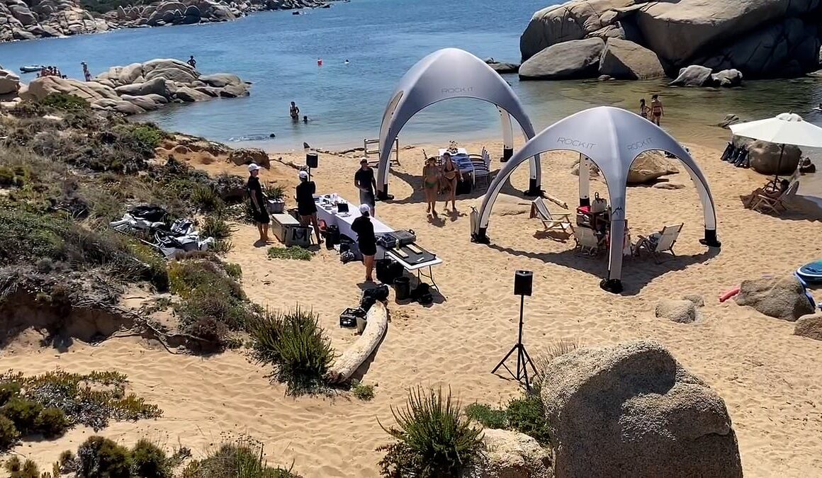 Instant karma for wealthy tourists as they get their comeuppance for annoying locals by setting up two gazebos, a festival-sized barbecue and volleyball court on normally tranquil Sardinian beach