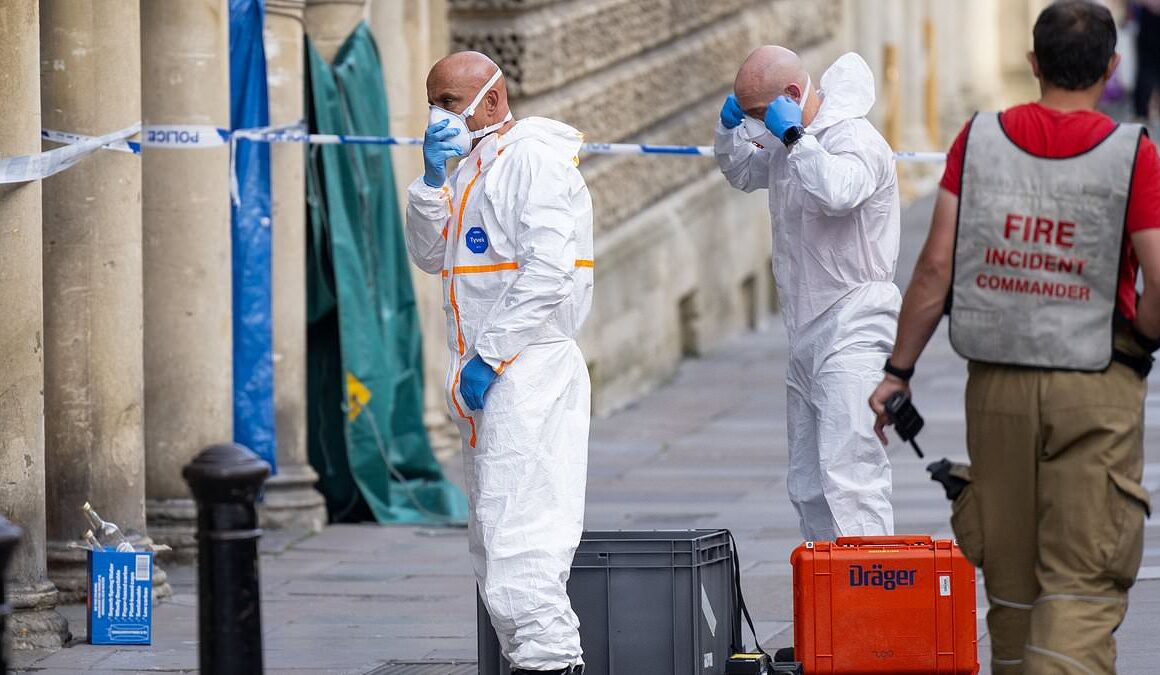 Woman, 73, is arrested on suspicion of administering noxious substance after shoppers fell ill in Bath sparking five-hour city centre lockdown