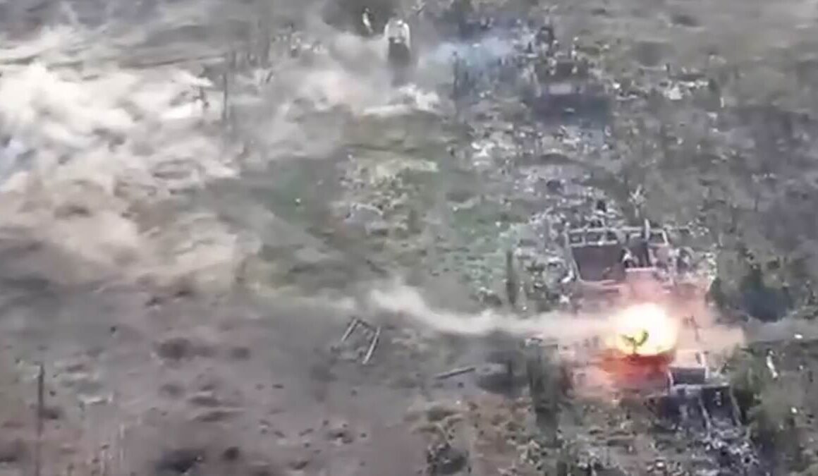 Dramatic footage shows Ukrainian artillery wiping out dozens of Russian war machines and ending their assault as Putin’s forces continue to make slow gains in Donetsk