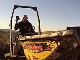 Staggering moment enraged farmer ‘sees red’ and rams dumper truck into van after he was paid a visit over an unpaid council tax bill