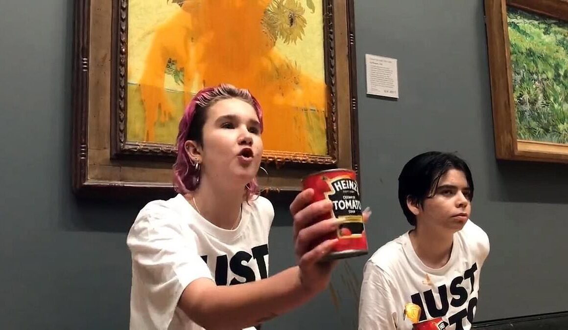 Is this Britain’s most annoying activist? Privately-educated vegan Just Stop Oil poster girl, 22, who compares herself to Martin Luther King causes nuisance at Heathrow – days after being told she faces jail for Van Gogh soup stunt