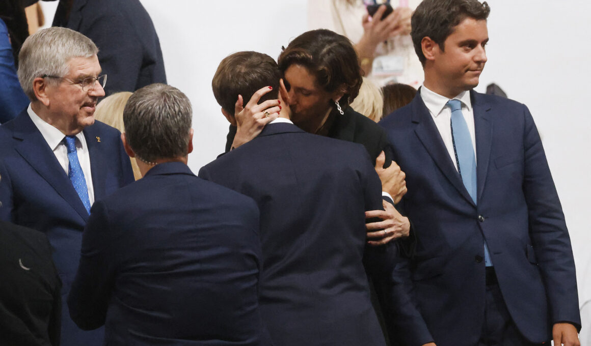 Macron’s Olympic Kiss With Sports Minister Raises Eyebrows in France