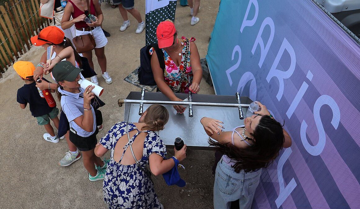 Fans and athletes blast Paris Olympic Games organisers for a lack of cold water as temperatures in French capital reach a scorching 37C