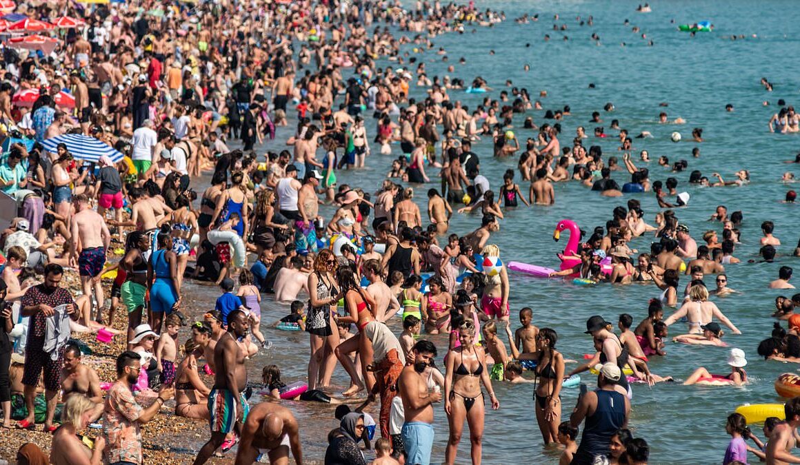 Brighton, not Benidorm! Families enjoy day out at jam-packed beaches as UK records hottest day of the year with a scorching 32C – but summer fun may be short-lived