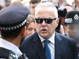 Former BBC star Huw Edwards arrives at court to face child porn charges over 37 indecent images shared on WhatsApp