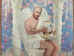 Art-lovers question why painting of controversial pop star Sam Smith naked except for a toga, wearing wings and playing a harp will be displayed in the National Portrait Gallery