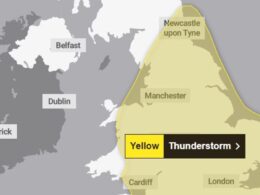 Thunderstorms are on the way as map shows which areas are most at risk of frequent lightning with a month’s worth of rain set to fall in a few hours