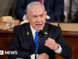 Netanyahu defends Gaza war as protesters rally outside US Congress