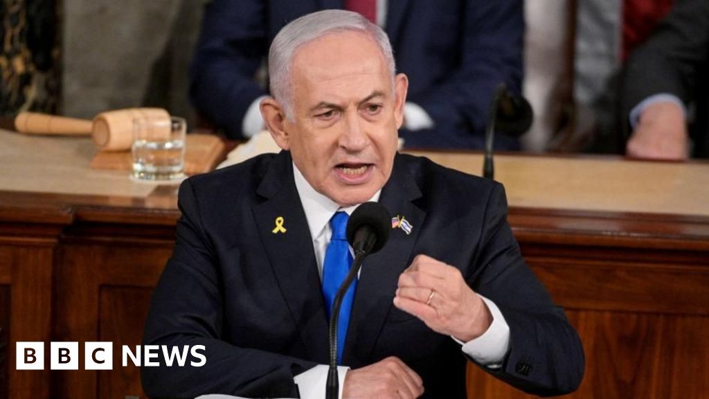 Netanyahu defends Gaza war as protesters rally outside US Congress