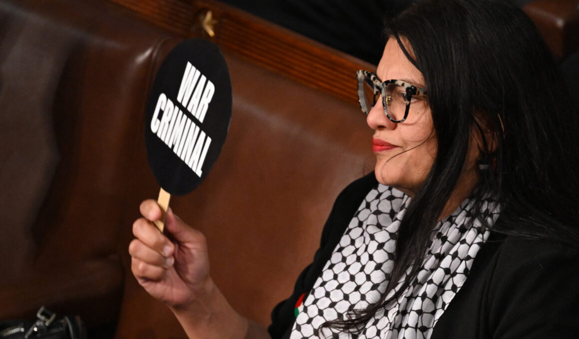 Rashida Tlaib’s ‘War Criminal’ Sign Amid Netanyahu Address Raises Eyebrows