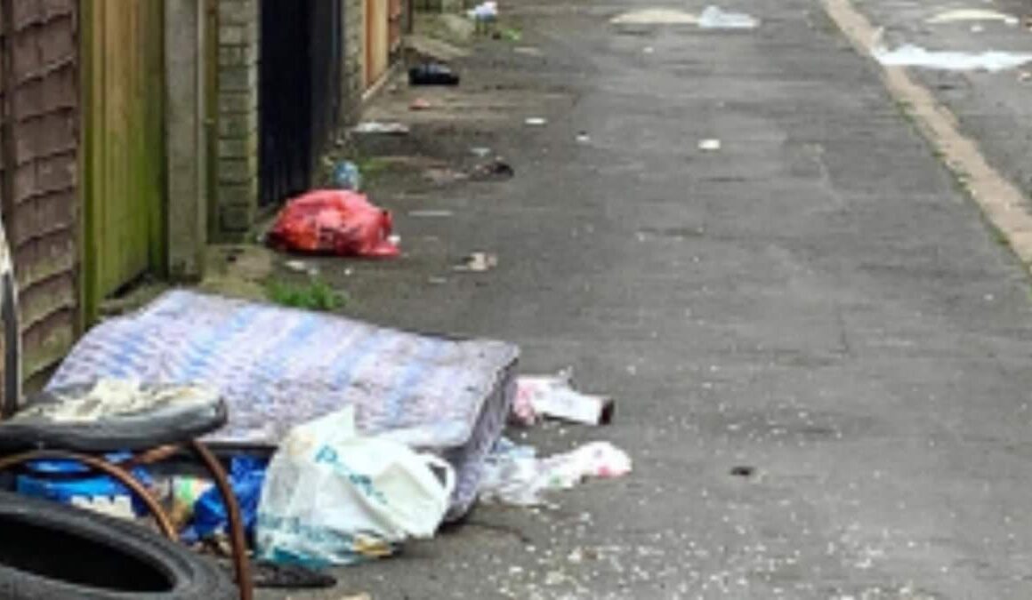 Fly tippers fill town’s streets with rubbish just weeks after council cleared away 34 tons of filth including mattresses, sofas and fridges