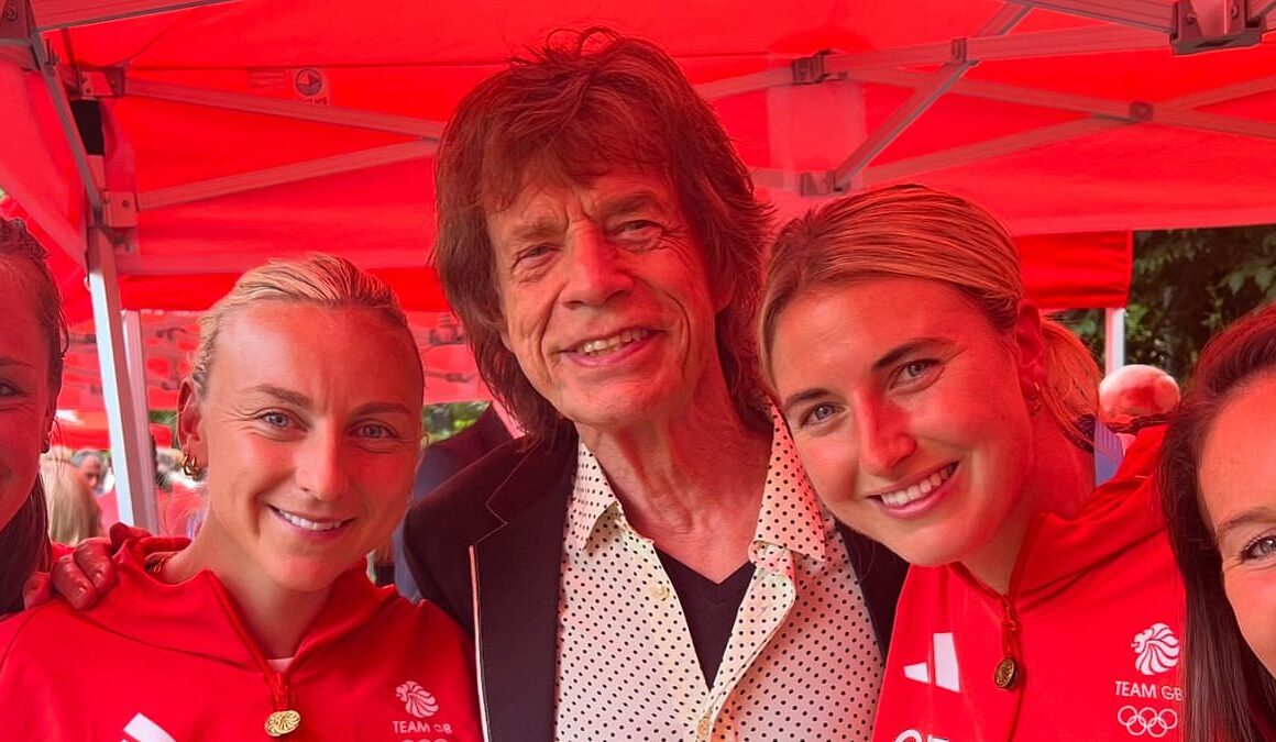 Team GB athletes pose for selfies with Mick Jagger at star-studded welcome reception in Paris as they soak up atmosphere at the Olympic village