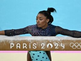 Biles nails signature vault in Olympic gymnastics training