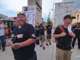 Neo-Nazis are filmed hurling disgusting racist slurs at black children as young as eight in downtown Nashville