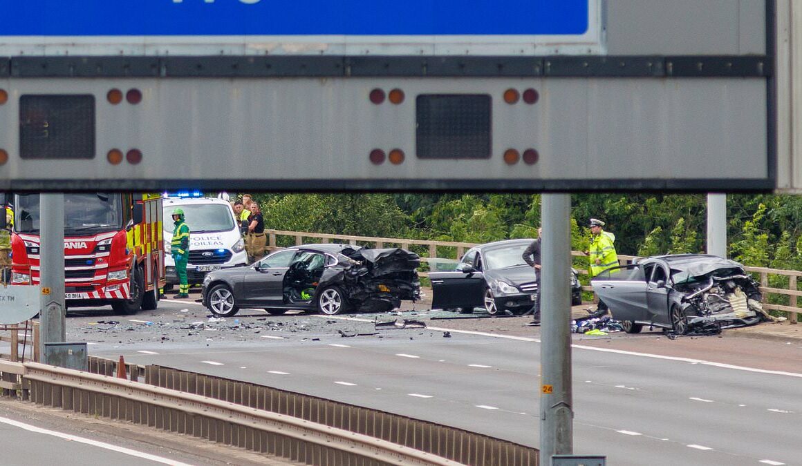 Man, 27, arrested after police officer injured in horror crash on M8 motorway 