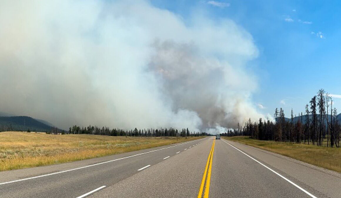 Historic Rocky Mountains ski resort is devastated by 330ft-high ‘monster’ wildfire with 50% of town burnt to the ground and inferno reaching luxury hotel loved by the Queen