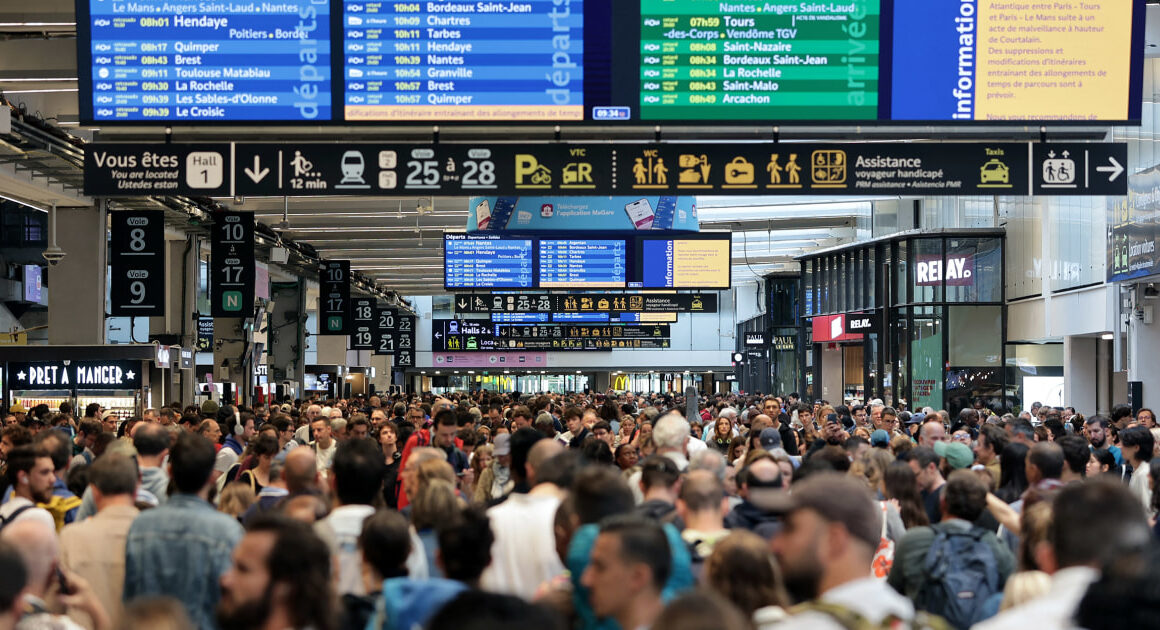 Massive attack on French rail network brings travel chaos ahead of Olympic opening ceremony