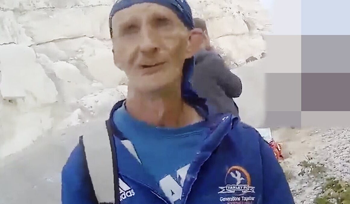 Moment paedophile who pushed boy off cliff to ‘silence him’ after raping his sister lies about warning youngster away from 100ft drop – as vile predator is jailed