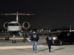 Moment Mexican drug lord El Mayo’s private jet arrives on what he thought was a real-estate viewing trip… only to be met with a very nasty surprise