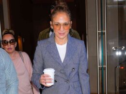 Jennifer Lopez Ditches Beachy Hamptons Style for Boss Blazer, Baggy Jeans and Big Hoops in New York City