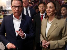 Kamala Harris’ top VP pick is dragged into shocking sexual harassment cover up fight – as rival makes haunting prediction