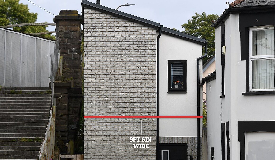 EXCLUSIVEWe live in one of Britain’s skinniest houses… and we love it! Couple say NINE FOOT wide home is so thin drivers can’t find it – but £200k property has a special feature