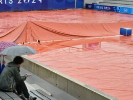 Olympics washout: Games battles downpours as Novak Djokovic and Carlos Alcaraz have matches delayed and skateboarding is postoned after angry Christians slammed Paris opening ceremony’s ‘gross mockery’ of the Last Supper