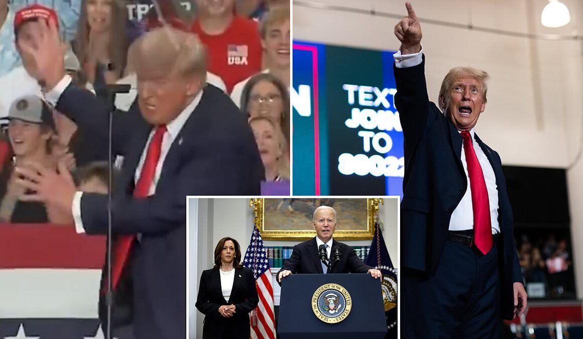 Trump delights crowd with comical Biden impression as he attacks Kamala’s record in ‘Communist San Francisco’