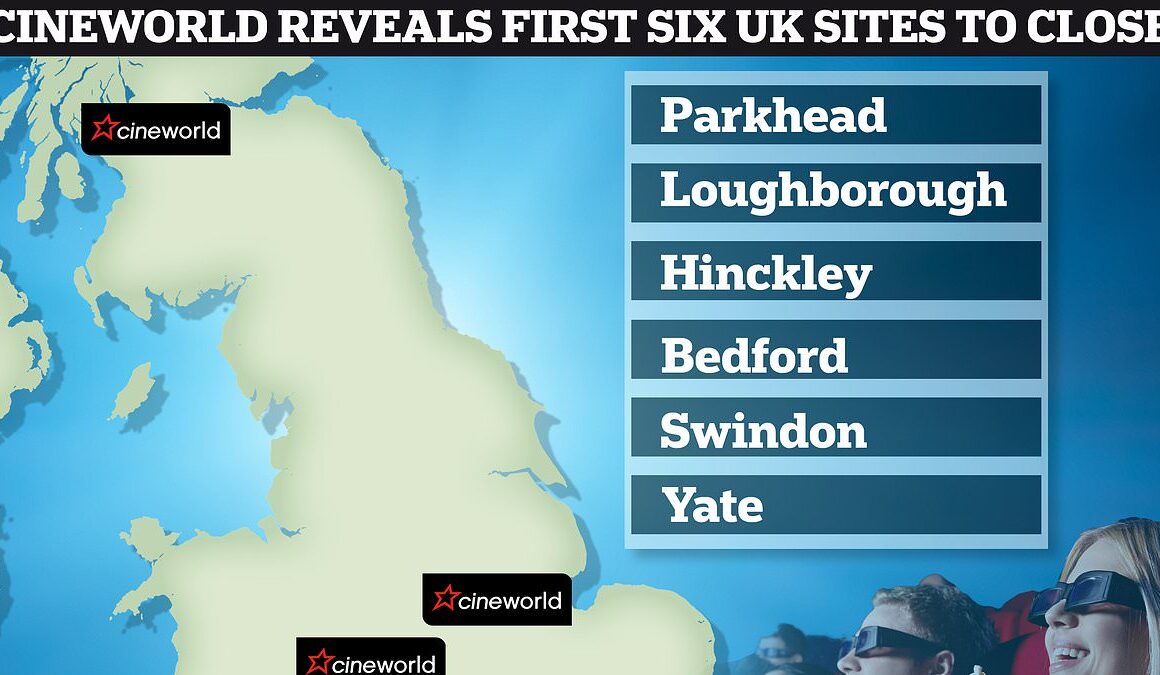 Map reveals first six Cineworlds to shut in latest blow to the High Street – is YOUR local on the list?