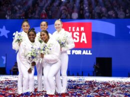 US history-making women’s Olympic gymnasts inspiring young hopefuls back home