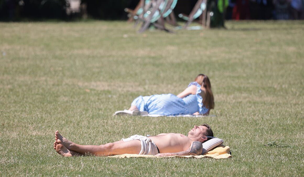 Britain bakes: Brits take a dip in the sea and sunbathe in parks as heatwave grips the UK – with temperatures set to eclipse hottest day of the year so far