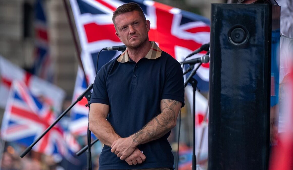 Tommy Robinson is ‘arrested under anti-terrorism laws’ after Trafalgar Square rally which saw thousands of his supporters march through London