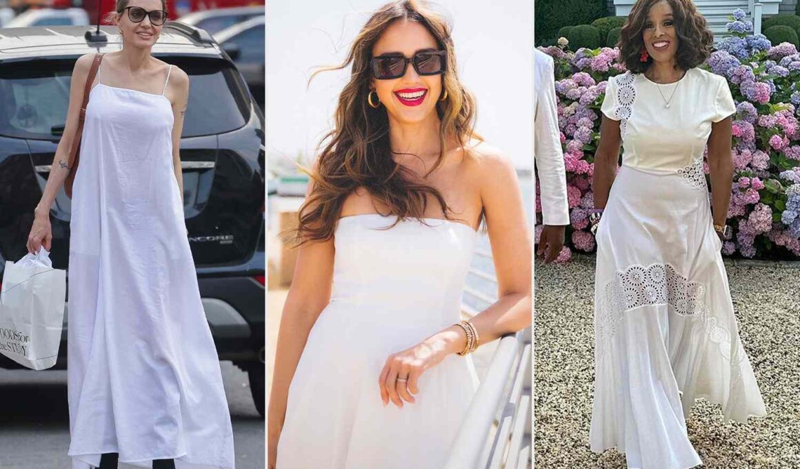 Jessica Alba, Angelina Jolie, and So Many More Stars Keep Wearing White Dresses This Summer