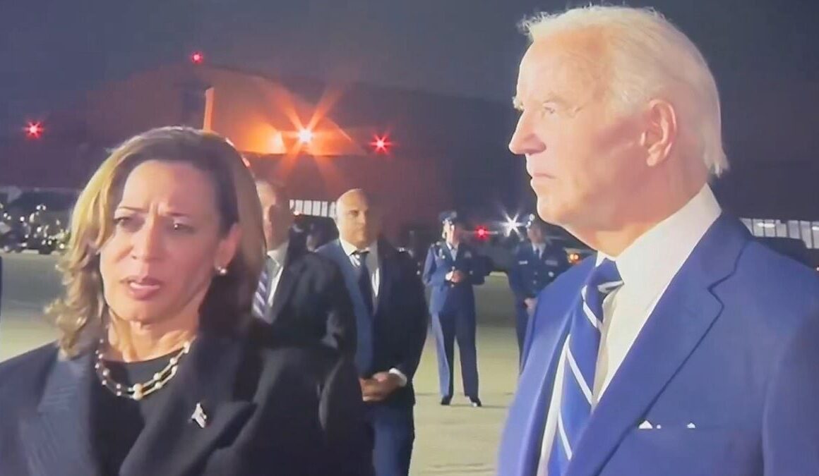 Biden, 81, sparks fresh health fears by staring blankly ahead as confident Kamala Harris takes lead while meeting Americans freed from Russian prisons