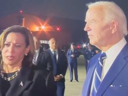 Biden, 81, sparks fresh health fears by staring blankly ahead as confident Kamala Harris takes lead while meeting Americans freed from Russian prisons