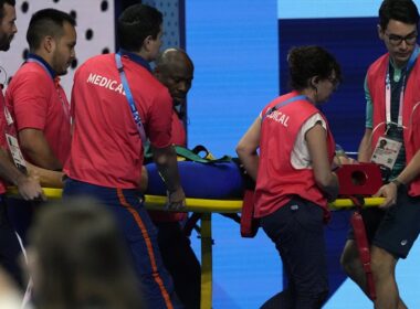 BREAKING NEWSSlovakian swimmer Tamara Potocká, 21, collapses and is taken away on a stretcher in front of horrified spectators and her Brit rival after finishing seventh in Olympic 200m individual medley heat