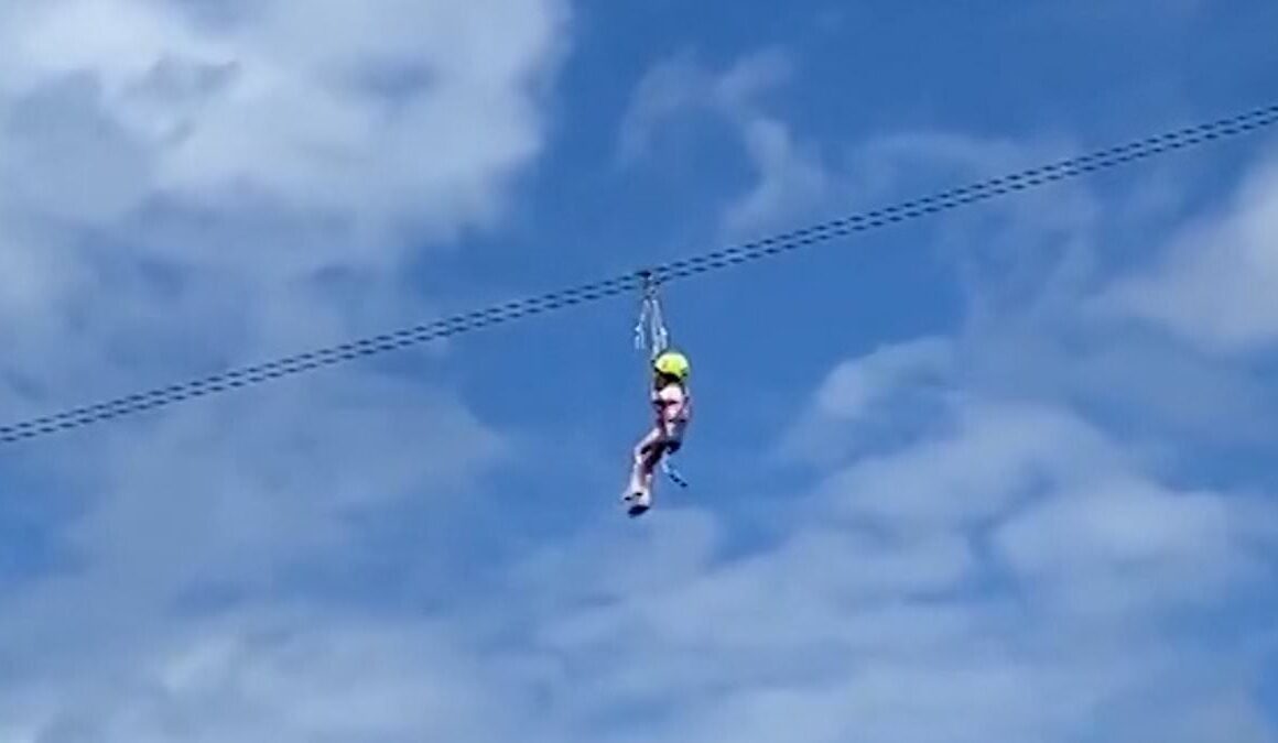 Heartstopping moment little girl is left dangling 330ft above cliffs after coming to a grinding halt on zipline while her ‘crying mother’ and Brit tourists watched on in Bali