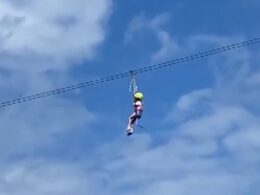 Heartstopping moment little girl is left dangling 330ft above cliffs after coming to a grinding halt on zipline while her ‘crying mother’ and Brit tourists watched on in Bali