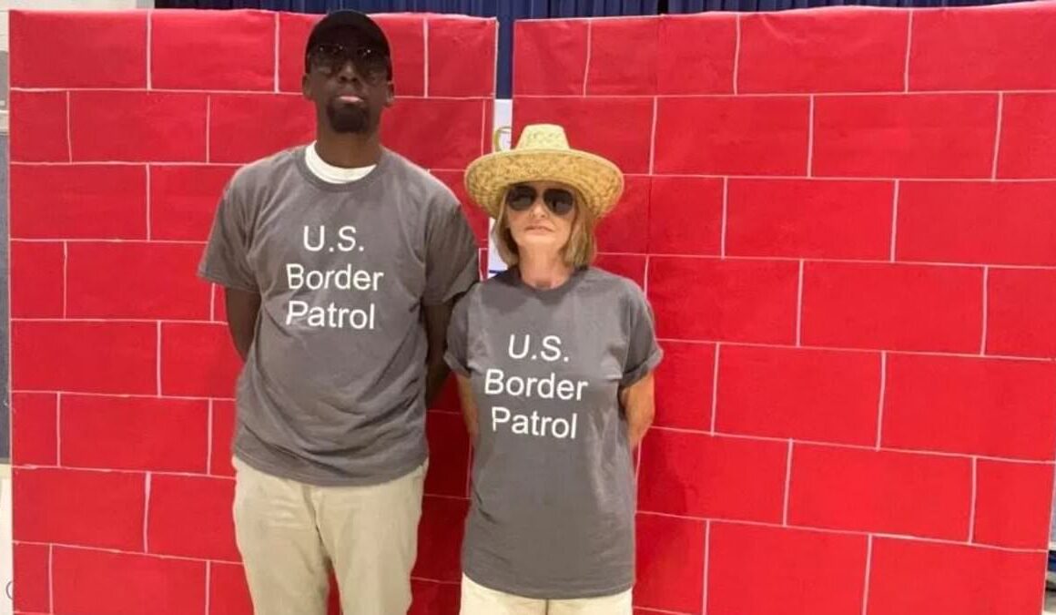 South Carolina elementary school sparks outrage with abominable social media post showing teachers dressed as BORDER PATROL in front of a wall for event with Hispanic kids