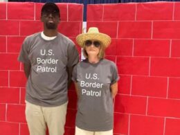 South Carolina elementary school sparks outrage with abominable social media post showing teachers dressed as BORDER PATROL in front of a wall for event with Hispanic kids