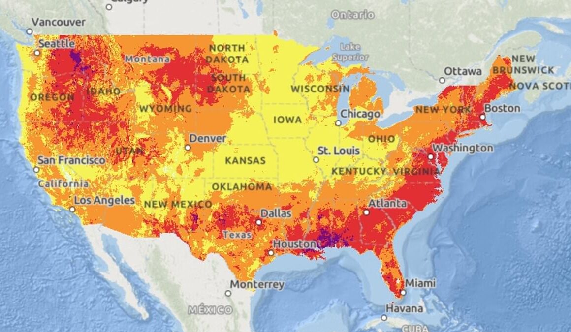 Staggering map shows where Americans face ‘dangerously hot’ conditions as intense heat wave hits