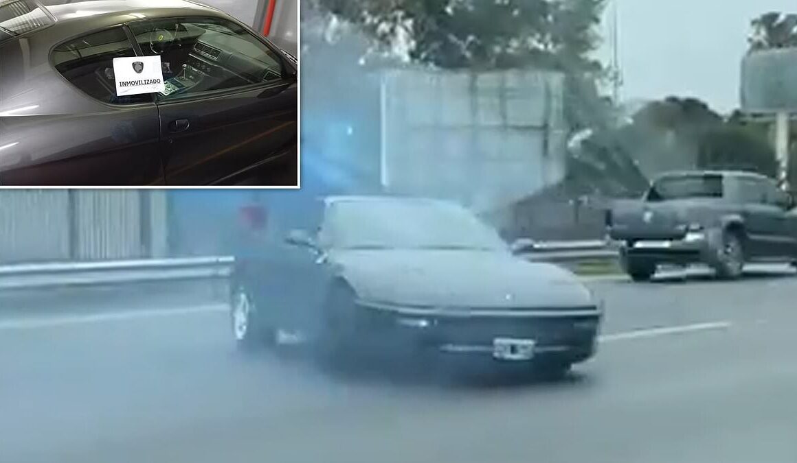 Wild moment lawyer pulls off stunt on Ferrari in a busy highway