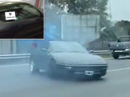 Wild moment lawyer pulls off stunt on Ferrari in a busy highway