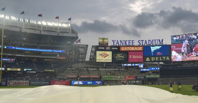 Some Yankee Stadium bleachers fans chant `U-S-A!’ during `O Canada’ before game against Blue Jays