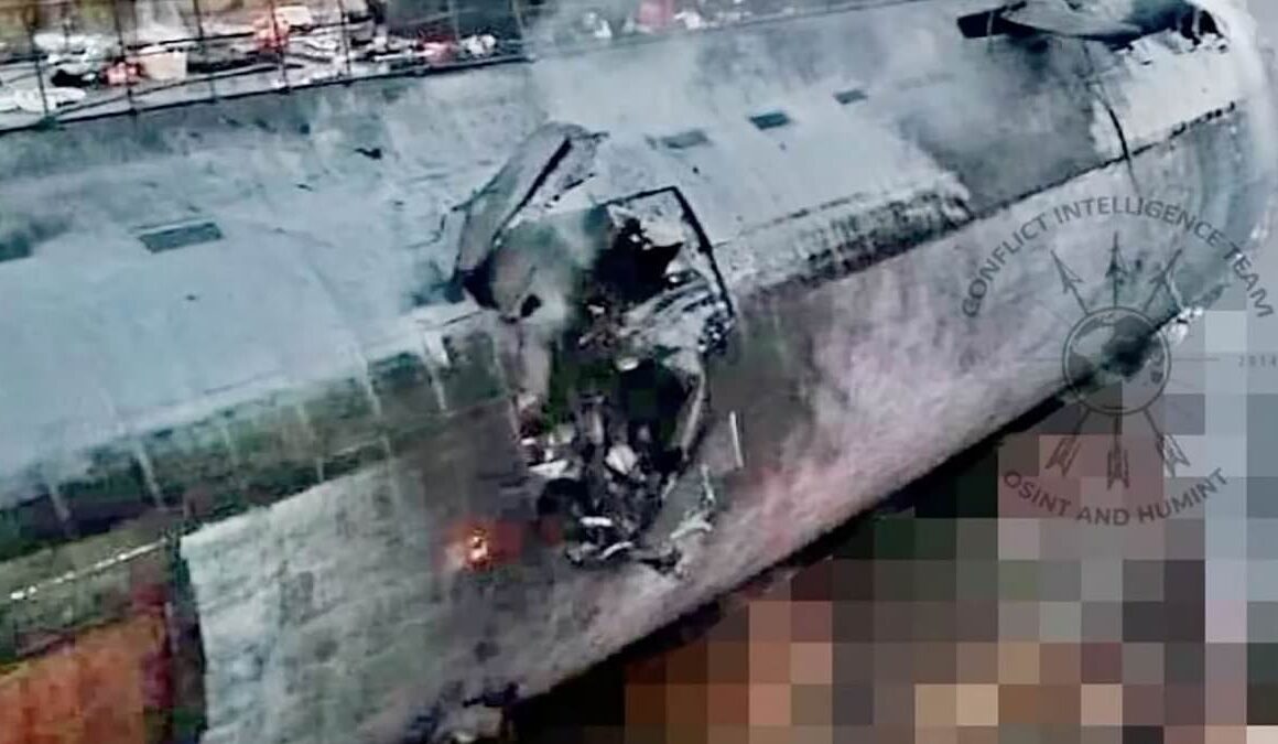 Vladimir Putin’s prized £275million submarine is obliterated by Ukraine during a devastating missile strike on naval base in Russian-occupied Crimea