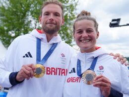 Brother and sister win Olympic gold medals just minutes apart during ‘Super Saturday’ as team GB adds to medal haul with awards in the equestrian, rowing and athletics