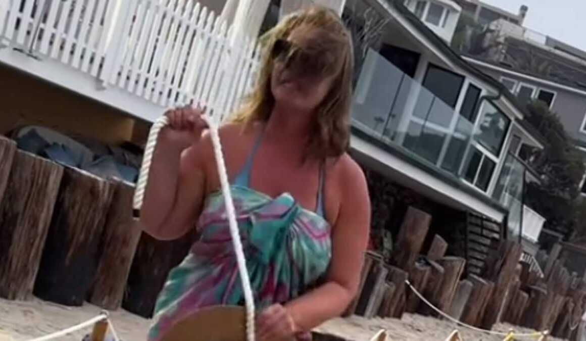 Bellowing Karen filmed trying to rope off public California beach is hit with very hefty punishment