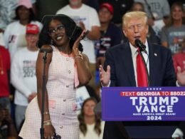 Trump’s risqué remark to young activist who went viral for hugging him at Chick-fil-A after he invited her on stage at rally – as she makes VERY personal dig at Kamala