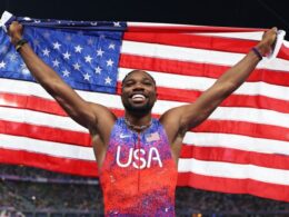 Noah Lyles takes the Olympic gold in the 100-meter dash by the slimmest of margins